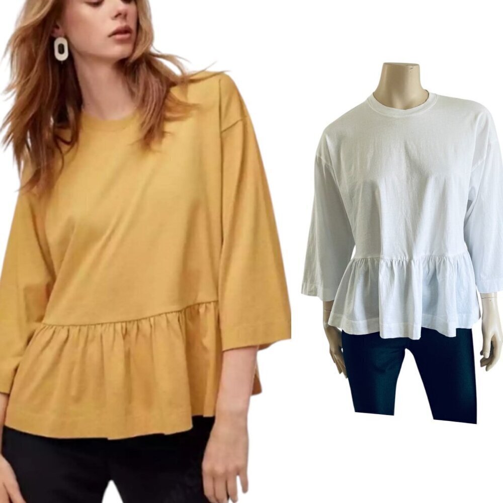 Wilfred Aritzia Abrielle Peplum White Loose Fit Top M​​​​​​